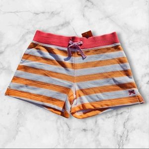 Orange and White Striped High Waisted Beach Shorts